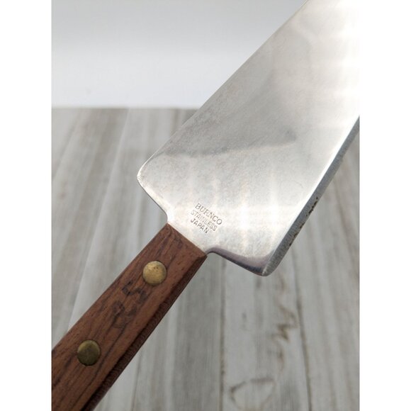 Vintage Burnco Stainless Cake Pie Serrated Spatula Server 9 1/2" Wood Handle - Picture 7 of 8